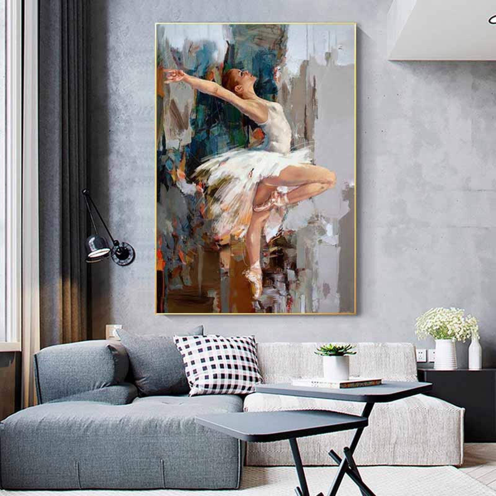 Amazon.co.jp: 抽象絵画バレエ少女の絵画キャンバスポスターと